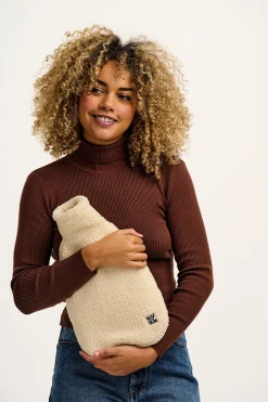 Lucy & Yak Caleb - Borg Fleece Hot Water Bottle Cover in Frappe Cream Hot