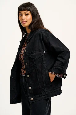 Lucy & Yak Callaway - Trucker Cotton Jacket in Washed Black Denim Outlet