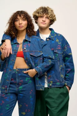 Lucy & Yak Callaway - Trucker Denim Jacket in Art Attack Print New