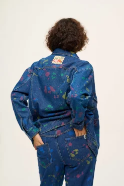 Lucy & Yak Callaway - Trucker Denim Jacket in Art Attack Print New