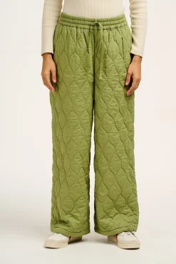 Lucy & Yak Chester - Quilted Cotton Trousers in Mosstone Green Discount