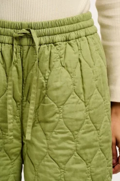 Lucy & Yak Chester - Quilted Cotton Trousers in Mosstone Green Discount