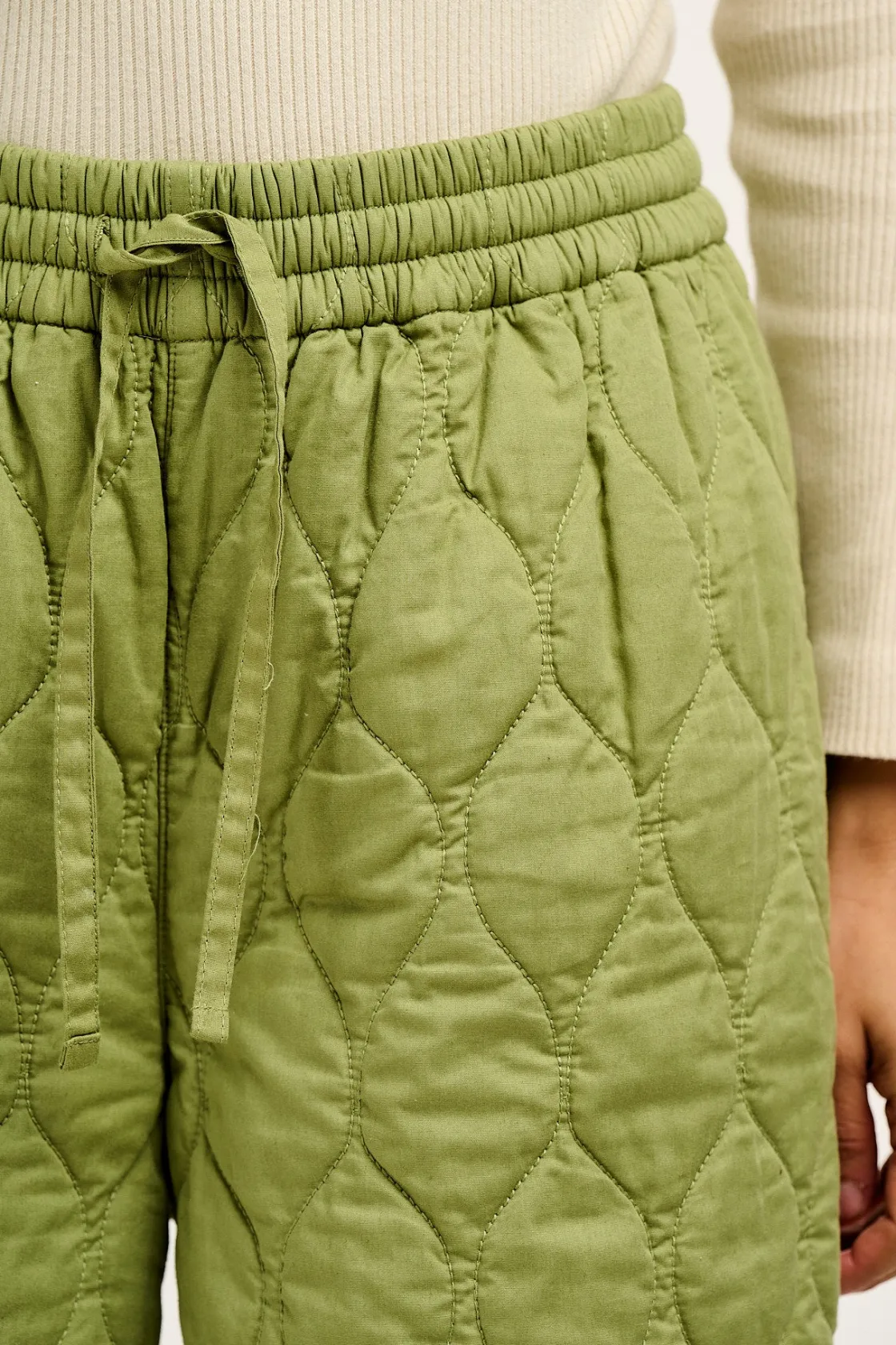 Lucy & Yak Chester - Quilted Cotton Trousers in Mosstone Green Discount
