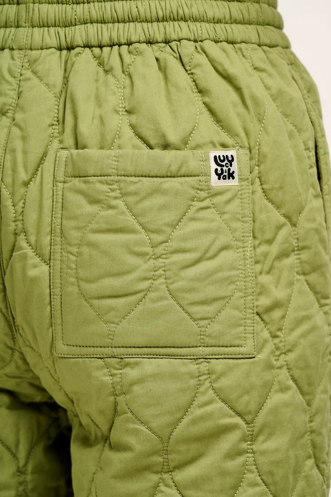 Lucy & Yak Chester - Quilted Cotton Trousers in Mosstone Green Discount