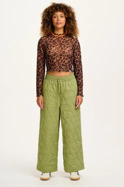 Lucy & Yak Chester - Quilted Cotton Trousers in Mosstone Green Discount