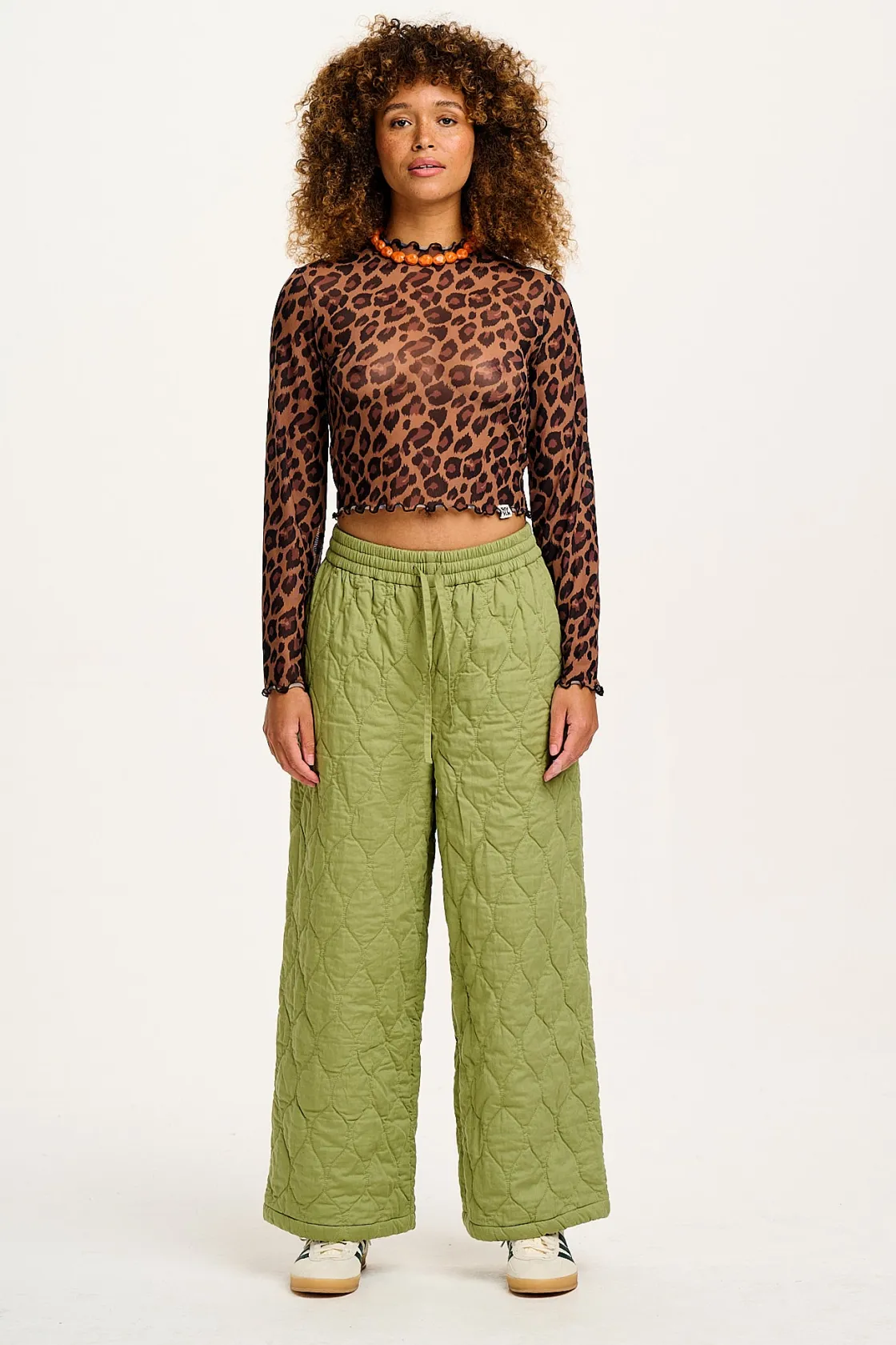 Lucy & Yak Chester - Quilted Cotton Trousers in Mosstone Green Discount