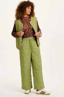 Lucy & Yak Chester - Quilted Cotton Trousers in Mosstone Green Discount