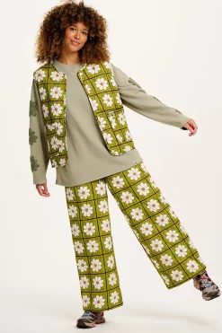 Lucy & Yak Chester - Quilted Cotton Trousers in Romneya Floral Print Hot