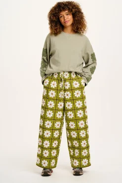 Lucy & Yak Chester - Quilted Cotton Trousers in Romneya Floral Print Hot