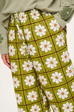 Lucy & Yak Chester - Quilted Cotton Trousers in Romneya Floral Print Hot