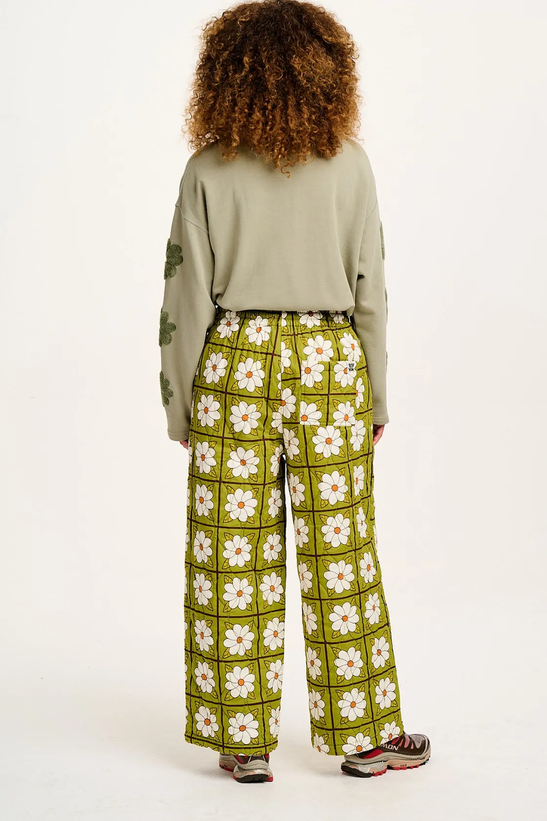 Lucy & Yak Chester - Quilted Cotton Trousers in Romneya Floral Print Hot