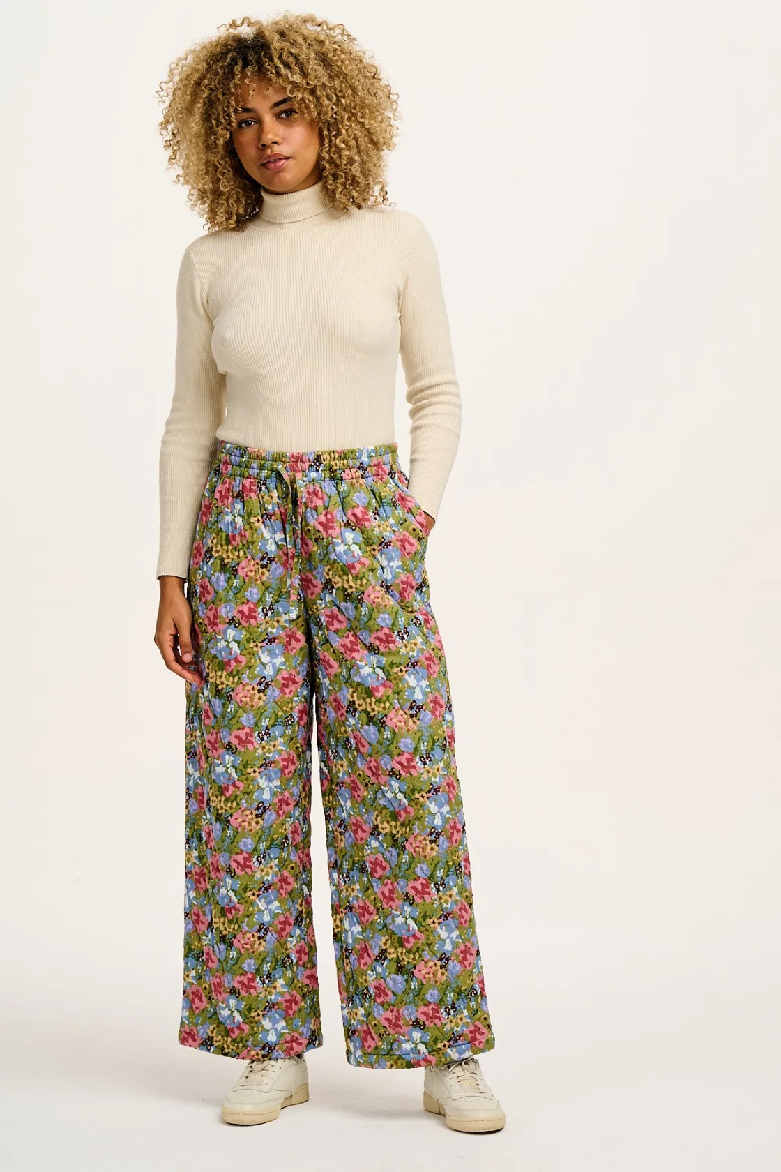 Lucy & Yak Chester - Quilted Cotton Trousers in Elsinore Floral Print Fashion
