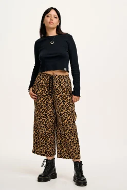 Lucy & Yak Chuck - Wide Leg Cotton Trousers in Leopard Print Hot