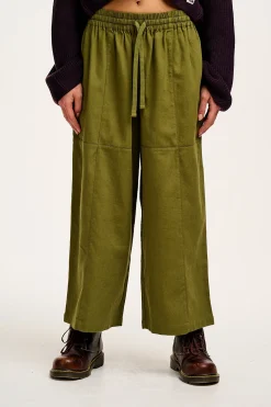 Lucy & Yak Chuck - Wide Leg Cotton Trousers in Khaki Outlet