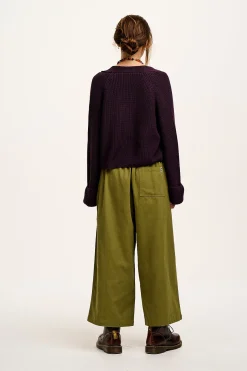 Lucy & Yak Chuck - Wide Leg Cotton Trousers in Khaki Outlet