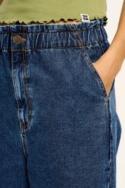 Lucy & Yak Cody - Paper Bag Jeans in Mid Wash Blue Denim Best