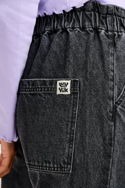 Lucy & Yak Cody - Paper Bag Jeans in Grey Wash Denim New