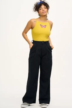 Lucy & Yak Cole - Baggy Wide Leg Denim Jeans in Black New