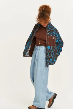Lucy & Yak Cole - Baggy Wide Leg Denim Jeans in Light Wash Blue Fashion