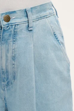 Lucy & Yak Cole - Baggy Wide Leg Denim Jeans in Light Wash Blue Fashion