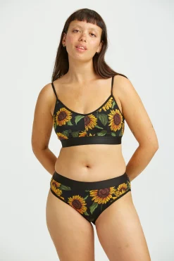 Lucy & Yak Cora - Cotton & Bamboo Bikini Pant in Sunflower Print Hot