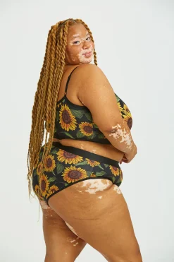 Lucy & Yak Cora - Cotton & Bamboo Bikini Pant in Sunflower Print Hot