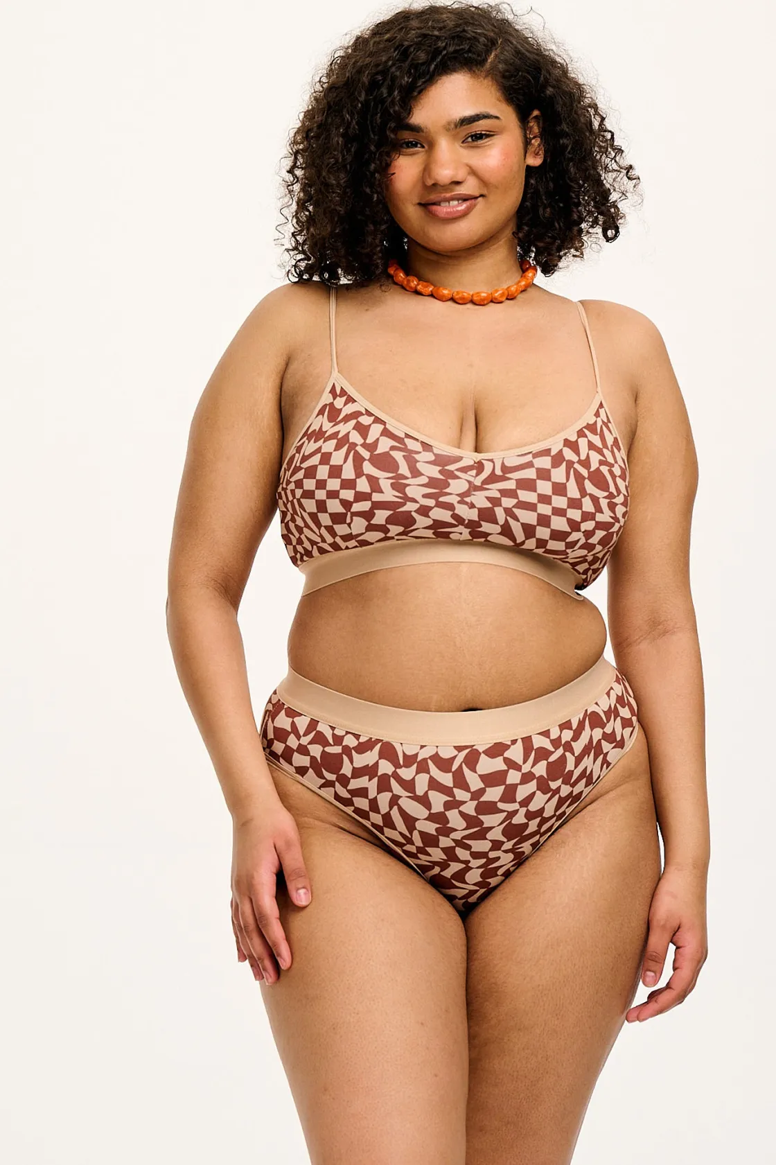 Lucy & Yak Cora - Cotton & Bamboo Bikini Pant in Amara Grid Print Best