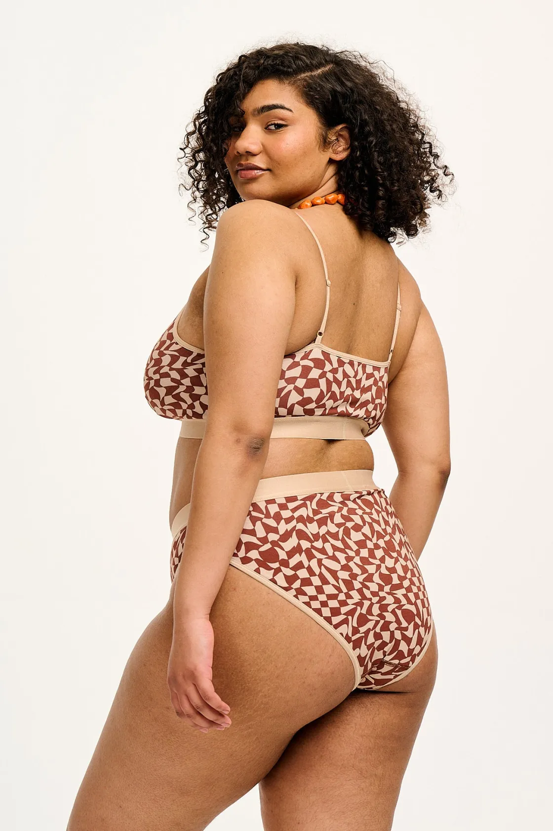 Lucy & Yak Cora - Cotton & Bamboo Bikini Pant in Amara Grid Print Best