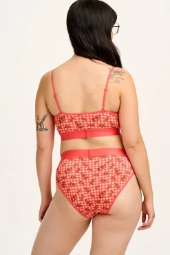 Lucy & Yak Cora - Cotton & Bamboo Bikini Pant in Pink Check Rosalind Print Best