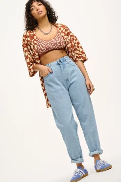 Lucy & Yak Dana - Mom Denim Jeans in Light Wash Blue New