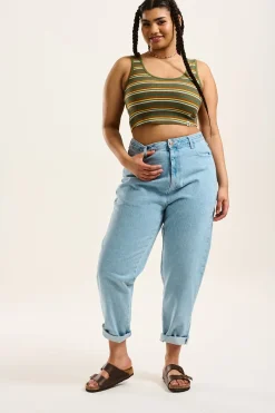 Lucy & Yak Dana - Mom Denim Jeans in Light Wash Blue New