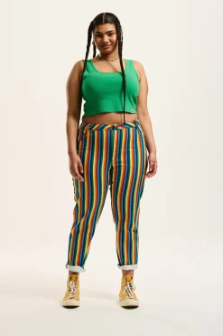 Lucy & Yak Dana - Mom Twill Jeans in Rainbow Stripe Print Outlet