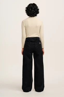 Lucy & Yak Delores - Wide Leg Denim Jeans Washed Black Fashion