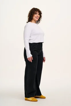 Lucy & Yak Delores - Wide Leg Denim Jeans Washed Black Fashion