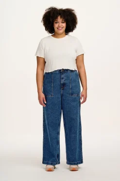 Lucy & Yak Delores - Wide Leg Denim Jeans in Mid Wash Blue Sale
