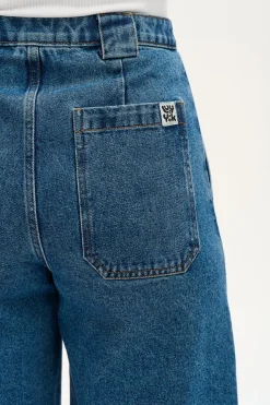 Lucy & Yak Delores - Wide Leg Denim Jeans in Mid Wash Blue Sale