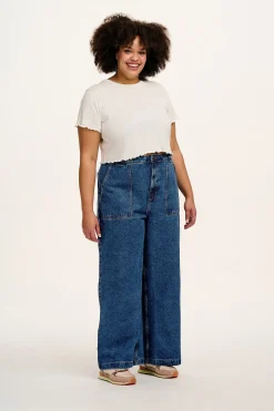 Lucy & Yak Delores - Wide Leg Denim Jeans in Mid Wash Blue Sale