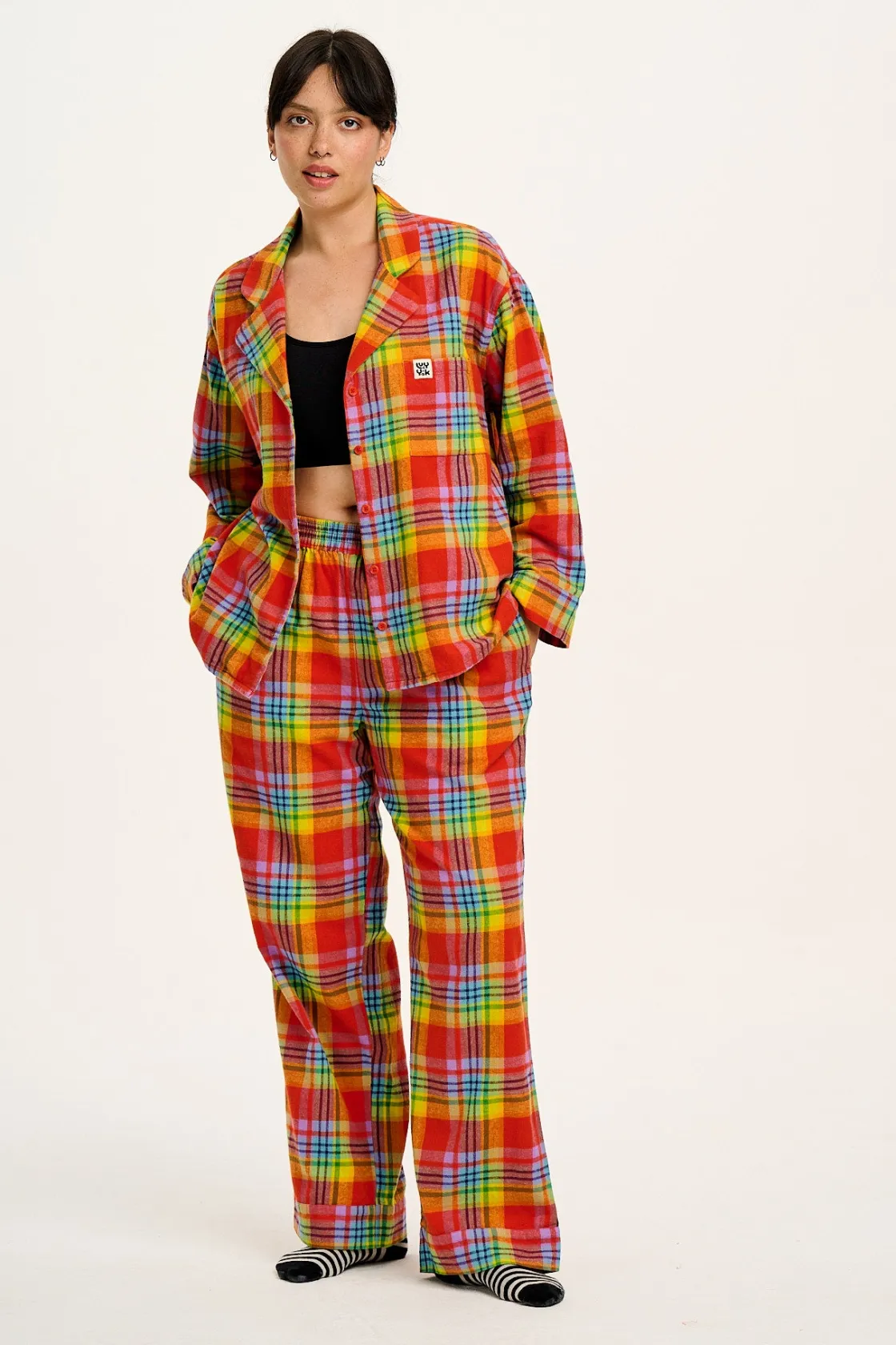 Lucy & Yak Dreamer - Soft Brushed Cotton Pyjama Set in Ncuti Tartan Print New