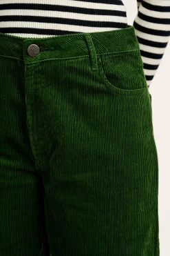 Lucy & Yak Drew - Straight Leg Corduroy Trousers in Highland Green Clearance