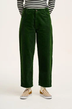 Lucy & Yak Drew - Straight Leg Corduroy Trousers in Highland Green Clearance