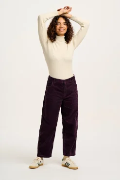 Lucy & Yak Drew - Straight Leg Corduroy Trousers in Plum Perfect Outlet