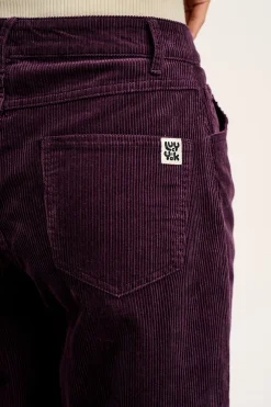 Lucy & Yak Drew - Straight Leg Corduroy Trousers in Plum Perfect Outlet