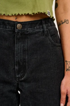 Lucy & Yak Drew - Straight Leg Denim Jeans in Washed Black Best