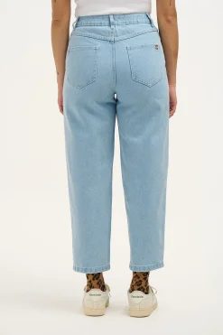 Lucy & Yak Drew - Straight Leg Denim Jeans in Light Wash Blue Best