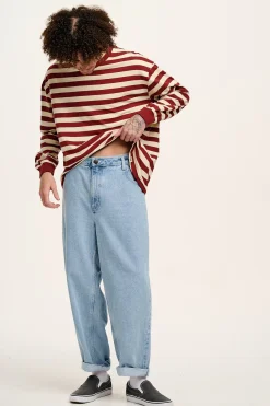 Lucy & Yak Drew - Straight Leg Denim Jeans in Light Wash Blue Best