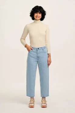 Lucy & Yak Drew - Straight Leg Denim Jeans in Light Wash Blue Best