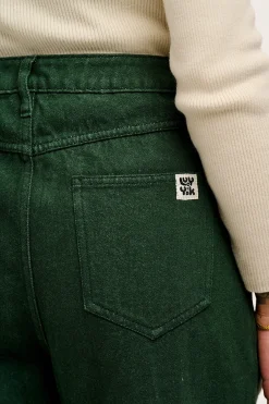 Lucy & Yak Drew - Straight Leg Denim Jeans in Posy Green Hot