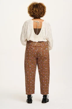 Lucy & Yak Drew - Straight Leg Twill Trousers in Meryl Check Print Clearance