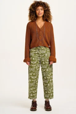 Lucy & Yak Drew - Straight Leg Twill Trousers in Papilio Print Hot