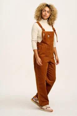 Lucy & Yak Easton - Corduroy Dungarees in Caramel Brown Online